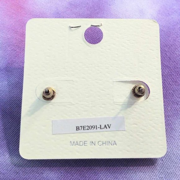 NWT Lavender & Gold Mushroom Flower Stud Earrings - Picture 2 of 2